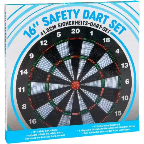 Biztonsági darts készlet nyilakkal és táblával 41,5cm
