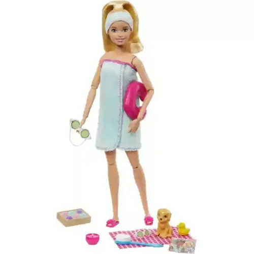 Mattel Barbie hajlékony welnness baba kiskutyával