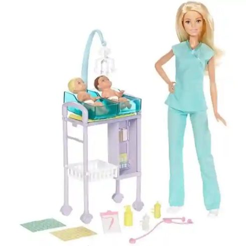 Mattel Barbie gyerekorvos baba ikrekkel