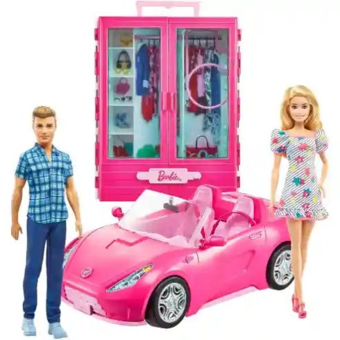Mattel Barbie és Ken babák ruhásszekrénnyel és kabrióval
