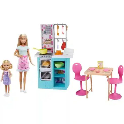 Mattel Barbie és Chelsea babák a konyhában (csomagolássérült)