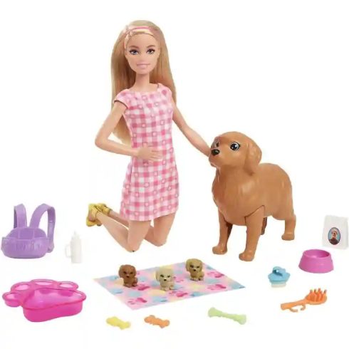 Mattel Barbie baba újszülött kiskutyákkal