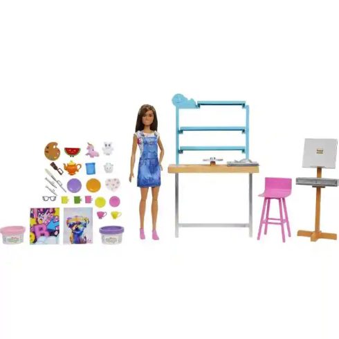Mattel Barbie művészeti stúdió játékszett gyurmával és babával