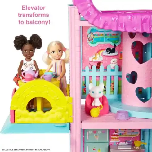 Mattel Barbie Chelsea baba átalakítható emeletes babaháza csúszdával