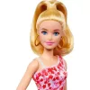 Mattel Barbie baba piros-fehér virág mintás ruhában
