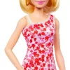 Mattel Barbie baba piros-fehér virág mintás ruhában