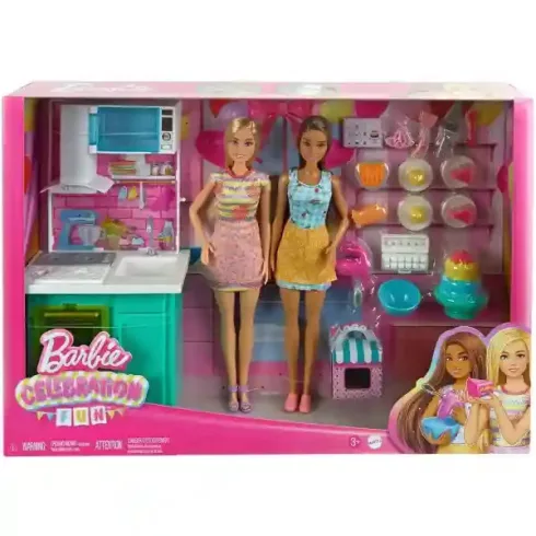 Mattel Barbie Celebration Fun cukrászda babákkal, konyha