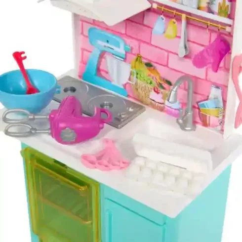 Mattel Barbie Celebration Fun cukrászda babákkal, konyha
