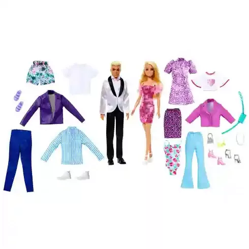 Mattel Barbie és Ken babák ruhákkal és kiegészítőkkel (csomagolássérült)