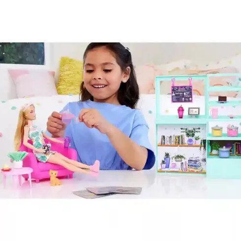 Mattel Barbie kávézó játékszett babával és kiscicával