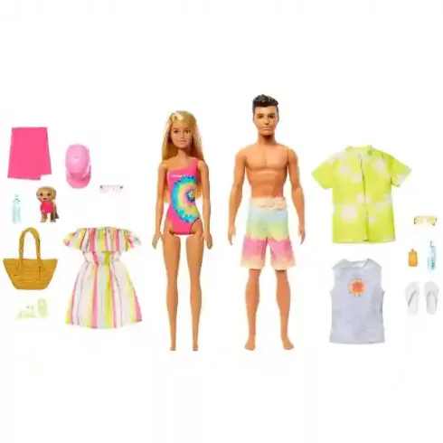 Mattel Barbie és Ken babák tengerparti nyaraláson kabrióval