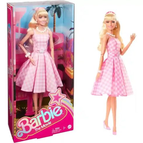Mattel Barbie The Movie Margot Robbie kockás ruhában
