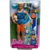 Mattel Barbie hajlékony Ken baba szörfdeszkával és kiskutyával