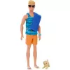 Mattel Barbie hajlékony Ken baba szörfdeszkával és kiskutyával