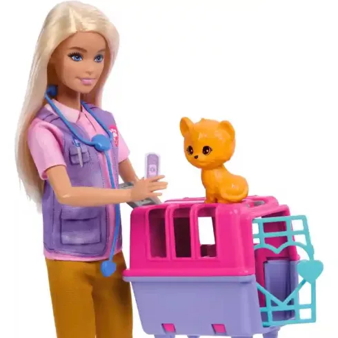 Mattel Barbie vadállatmentő baba tigrissel és majommal