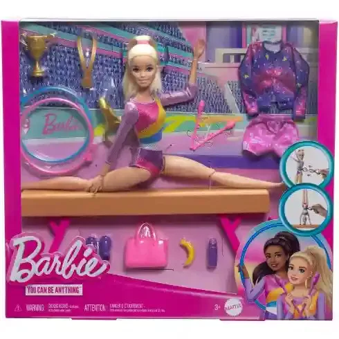 Mattel Barbie tornász baba kiegészítőkkel (csomagolássérült)