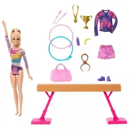 Mattel Barbie tornász baba kiegészítőkkel (csomagolássérült)