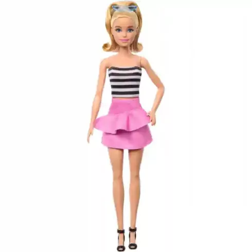 Mattel Barbie baba fekete-fehér felsőben