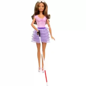 Mattel Barbie vak baba fehér bottal, vakvezető bot