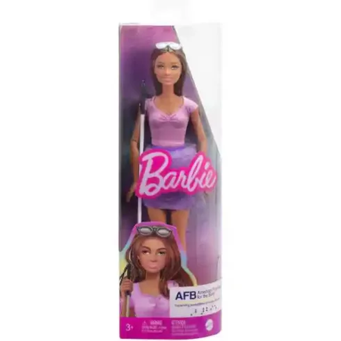 Mattel Barbie vak baba fehér bottal, vakvezető bot