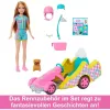 Mattel Barbie Stacie verenyző baba gokarttal és kiskutyával