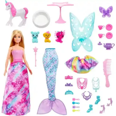 Mattel Barbie Dreamtopia adventi kalendárium, naptár, sellő, hercegnő, tündér