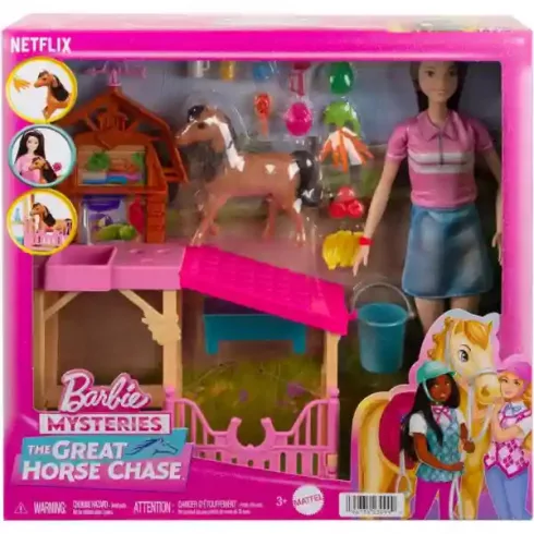 Mattel Barbie Mysteries lovarda pónilóval és babával