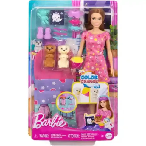 Mattel Barbie baba kutyusos pizsamaparti játékszett