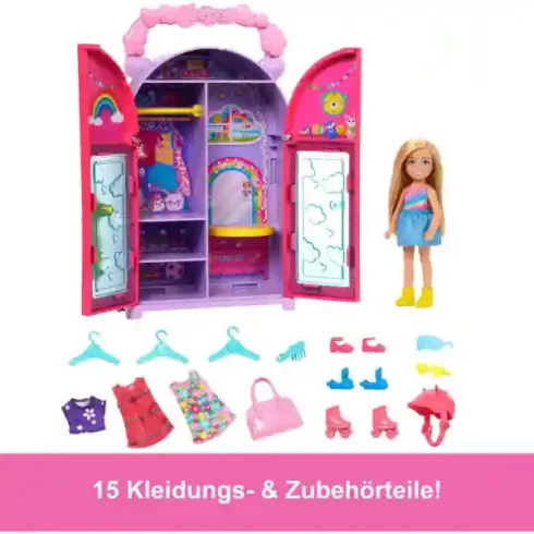 Mattel Barbie Chelsea baba hordozható ruhásszekrény ruhákkal