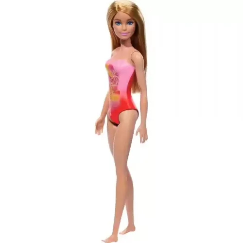 Mattel Barbie strandoló baba rózsaszín-piros fürdőruhában