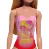 Mattel Barbie strandoló baba rózsaszín-piros fürdőruhában