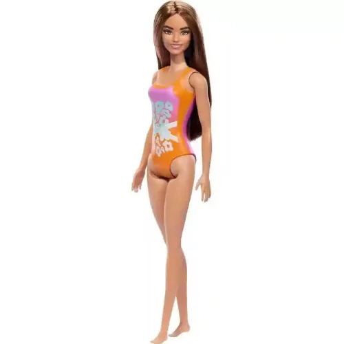 Mattel Barbie strandoló baba lila-narancssárga fürdőruhában