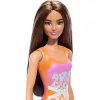 Mattel Barbie strandoló baba lila-narancssárga fürdőruhában