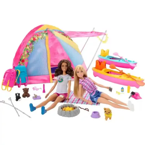Mattel Barbie kempingezés babákkal, sátorral és csónakokkal
