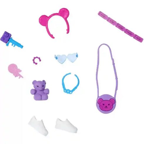 Mattel Barbie ruhák - Barbie baba ruházati kiegészítők lila táskával