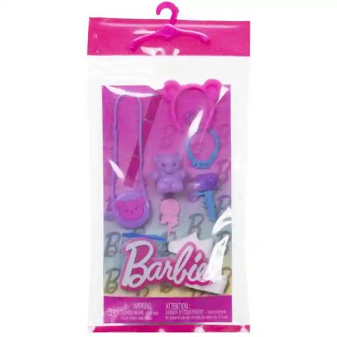 Mattel Barbie ruhák - Barbie baba ruházati kiegészítők lila táskával