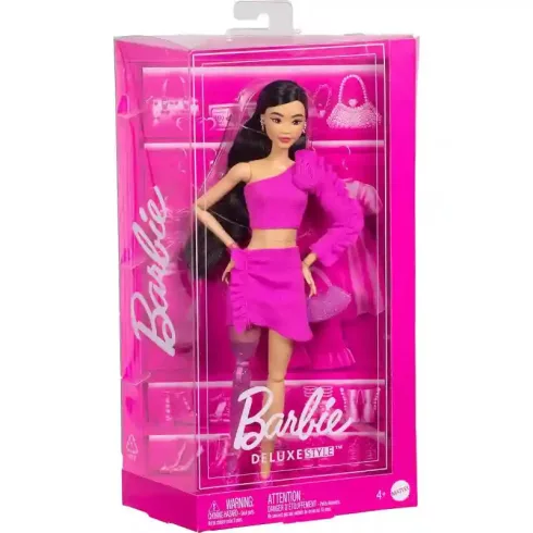 Mattel Barbie Deluxe Style baba rózsaszín ruhában lábprotézissel