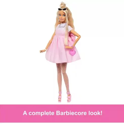 Mattel Barbie Deluxe Style baba rózsaszín ruhában