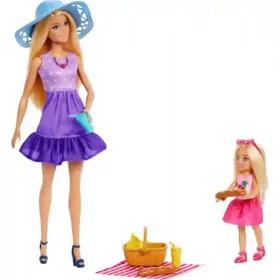   Mattel Barbie Family & Friends Barbie Malibu és Chelsea babák piknikezése
