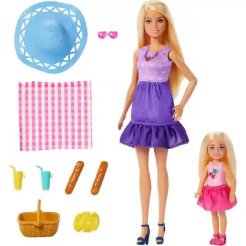 Mattel Barbie Family & Friends Barbie Malibu és Chelsea babák piknikezése