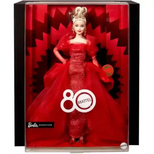 Mattel Barbie Signature 80. évfordulós baba piros estélyi ruhában