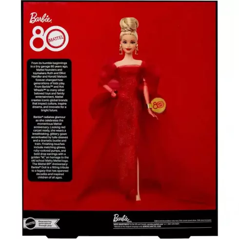 Mattel Barbie Signature 80. évfordulós baba piros estélyi ruhában