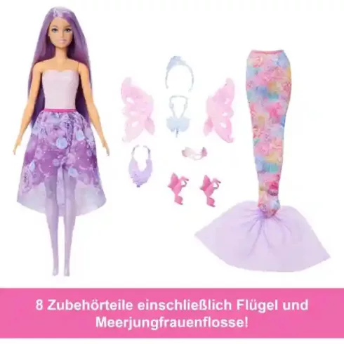 Mattel Barbie 3 az 1-ben átváltozó baba (sellő, hercegnő, tündér)