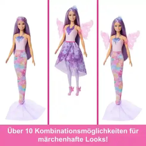 Mattel Barbie 3 az 1-ben átváltozó baba (sellő, hercegnő, tündér)