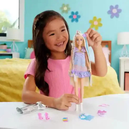 Mattel Barbie Fun & Fancy fodrászos szőke baba extra hosszú hajjal (csomagolássérült)