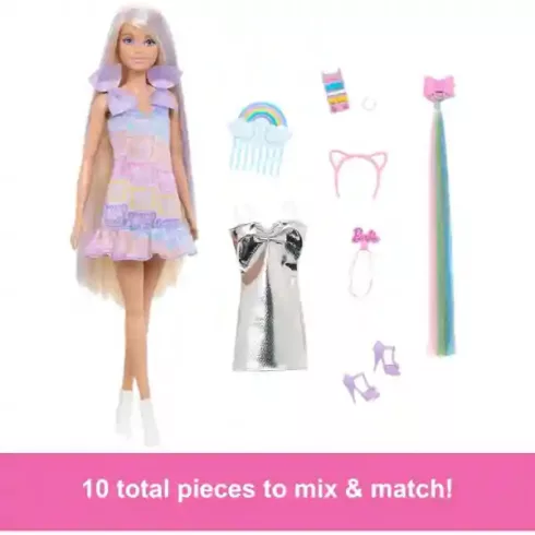 Mattel Barbie Fun & Fancy fodrászos szőke baba extra hosszú hajjal