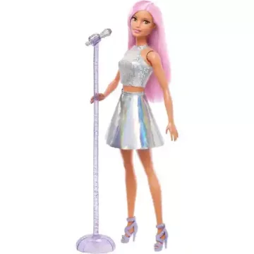  Mattel Barbie popsztár baba mikrofonnal és rózsaszín hajjal