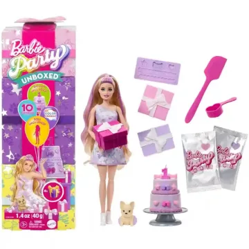   Mattel Barbie Party Unboxed meglepetés baba - Kisállat szülinapi sorozat francia bulldog kutyussal