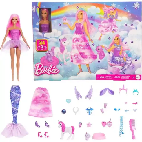 Mattel Barbie Dreamtopia adventi kalendárium, naptár, sellő, hercegnő, tündér