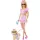 Mattel Barbie rózsaszín kockás ruhában kiskutyával